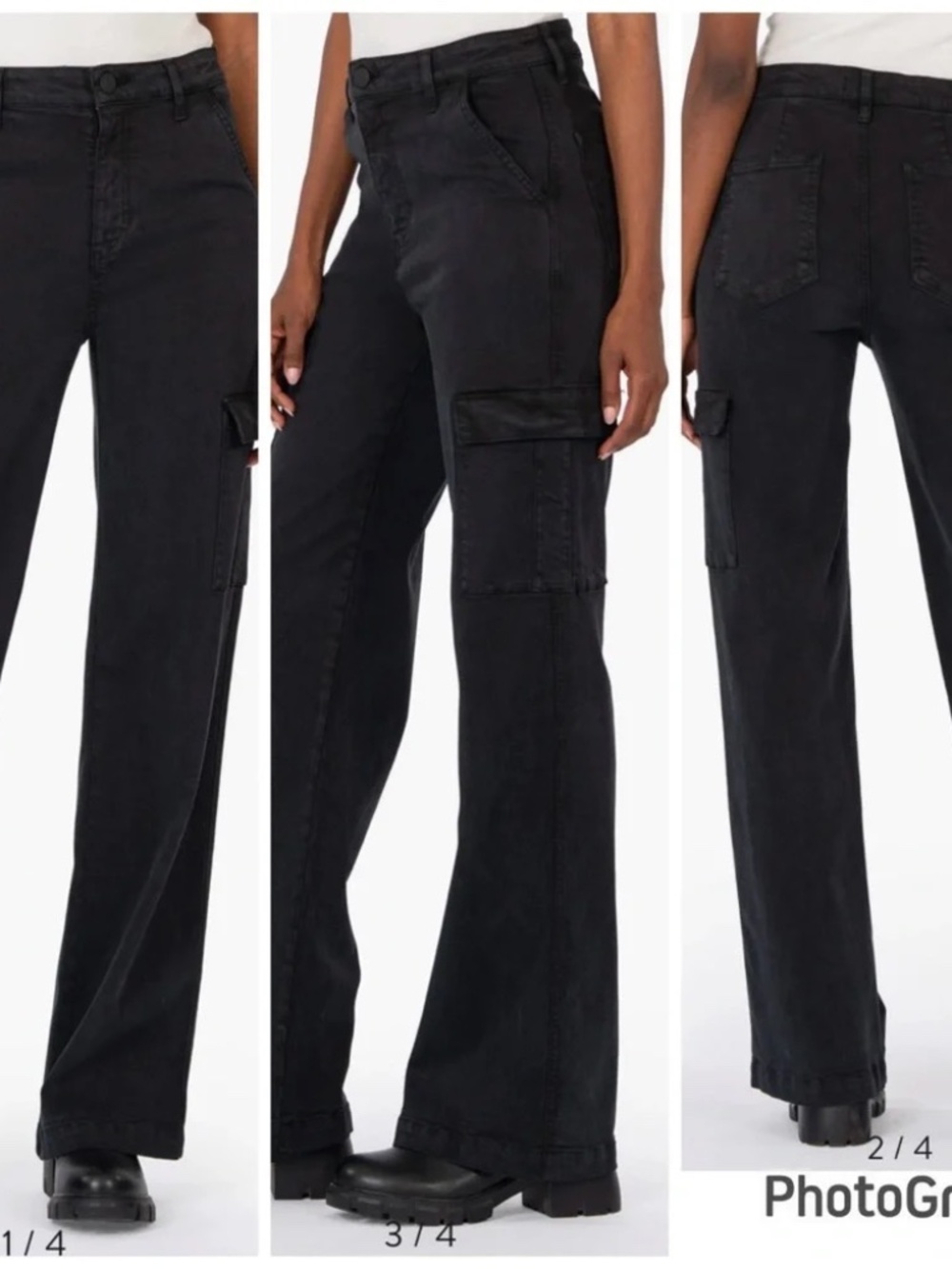 Miller wide leg Kut from the Kloth Black Cargo Jeans Size 12